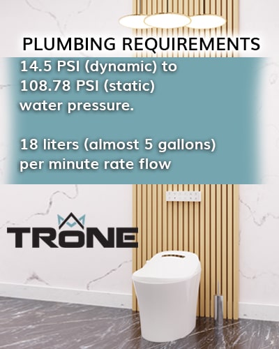 An infographic about Trone Toilet plumbing requirements.