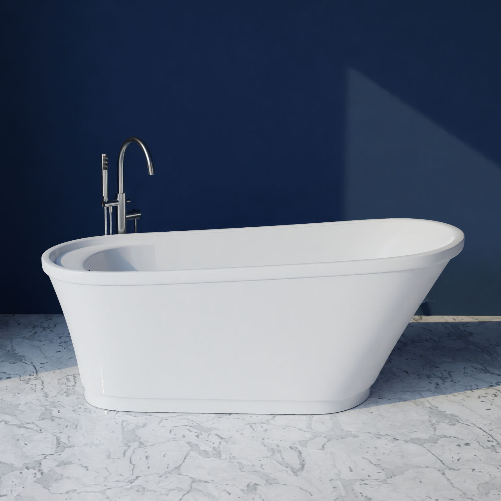 Bella 66"x 30" Freestanding Soaker Tub, White, BELLA67