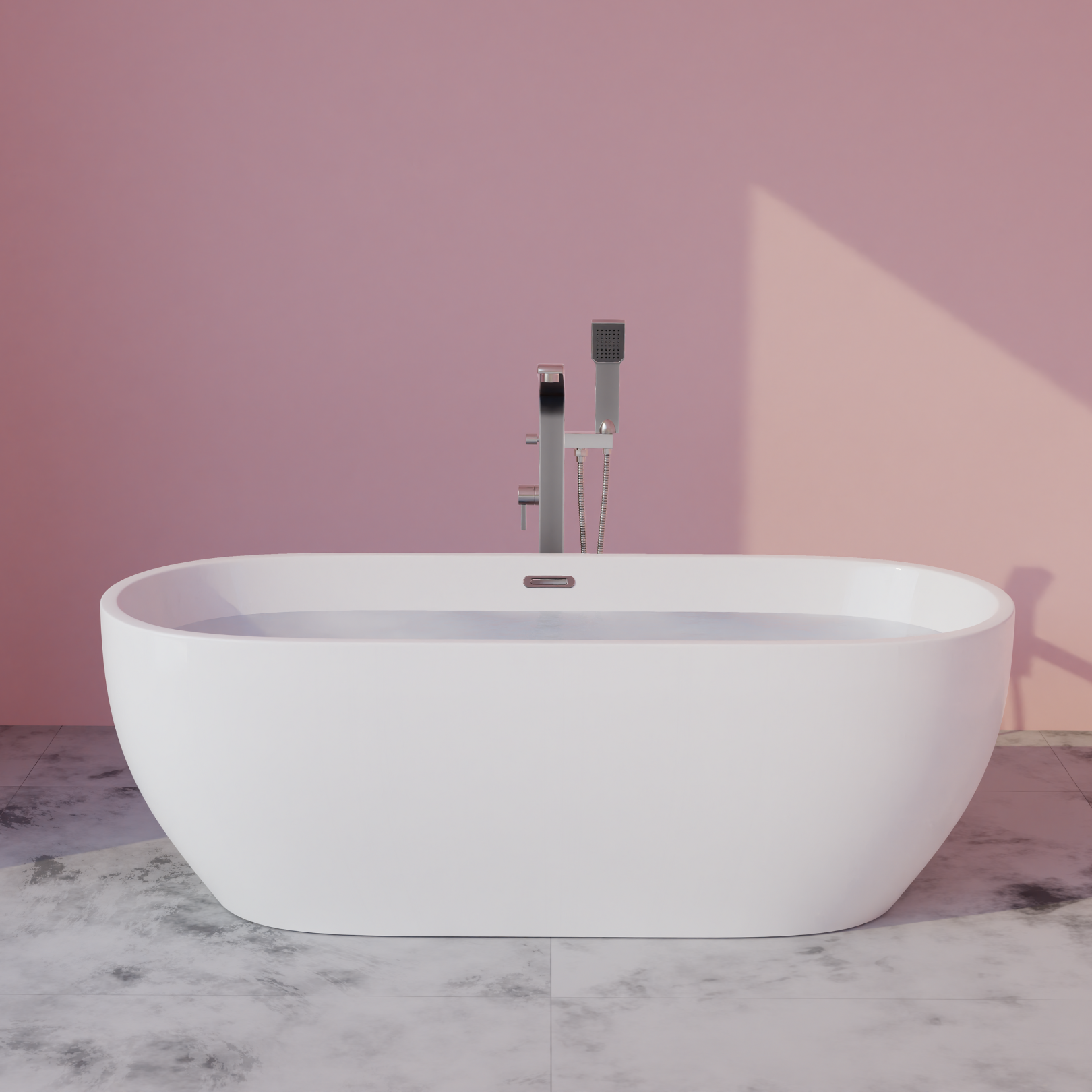 Bryn 67" x 30" Freestanding Soaker Tub, White, BRYN67