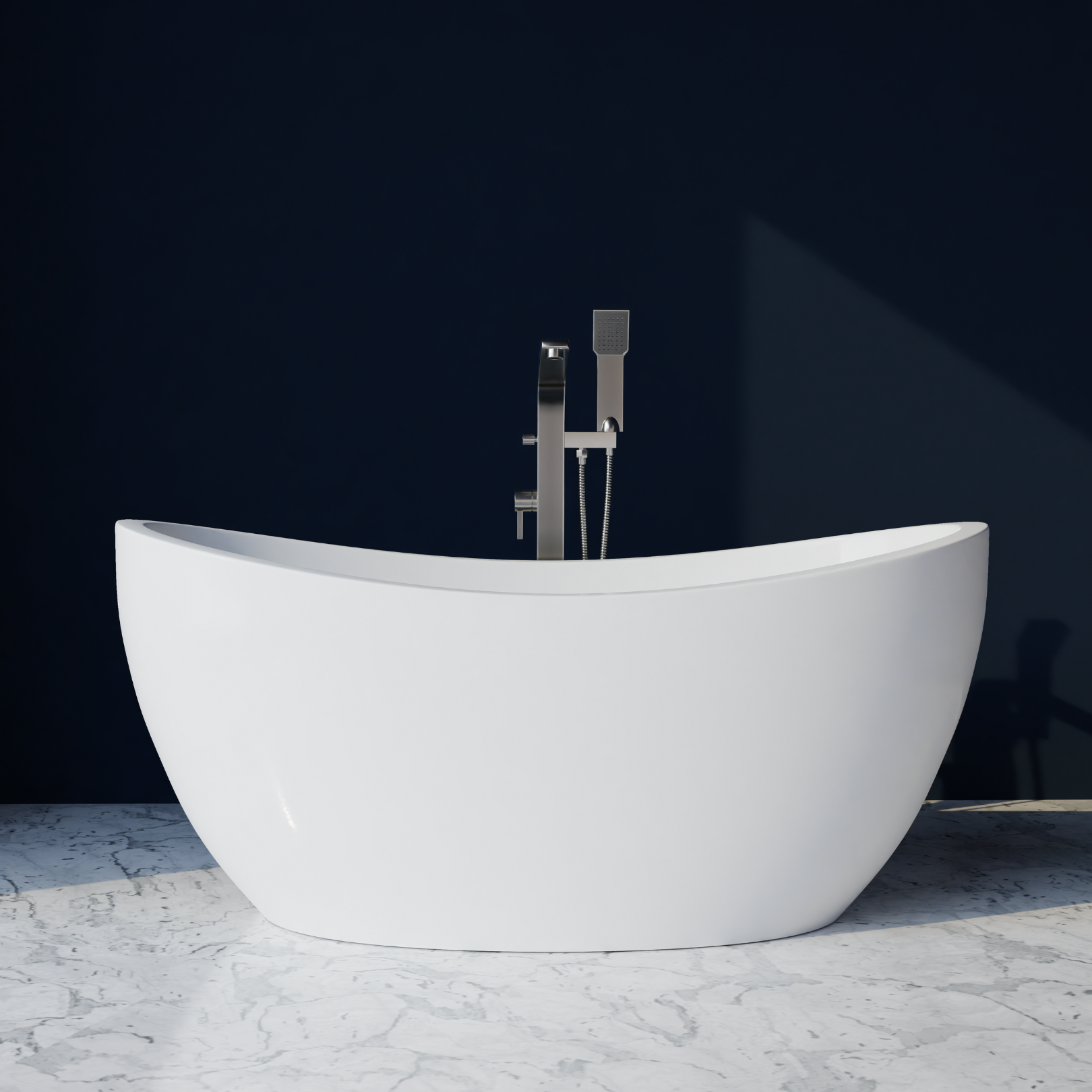 Cloe 59" x 32" Freestanding Acrylic Soaker Tub, White, CLOE59