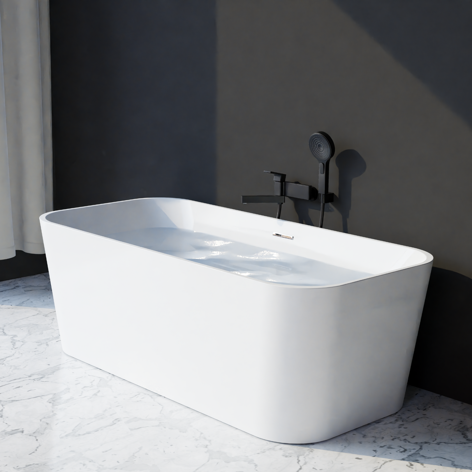 Zion 67" x 31" Freestanding Acrylic Soaker Tub, White, ZION67