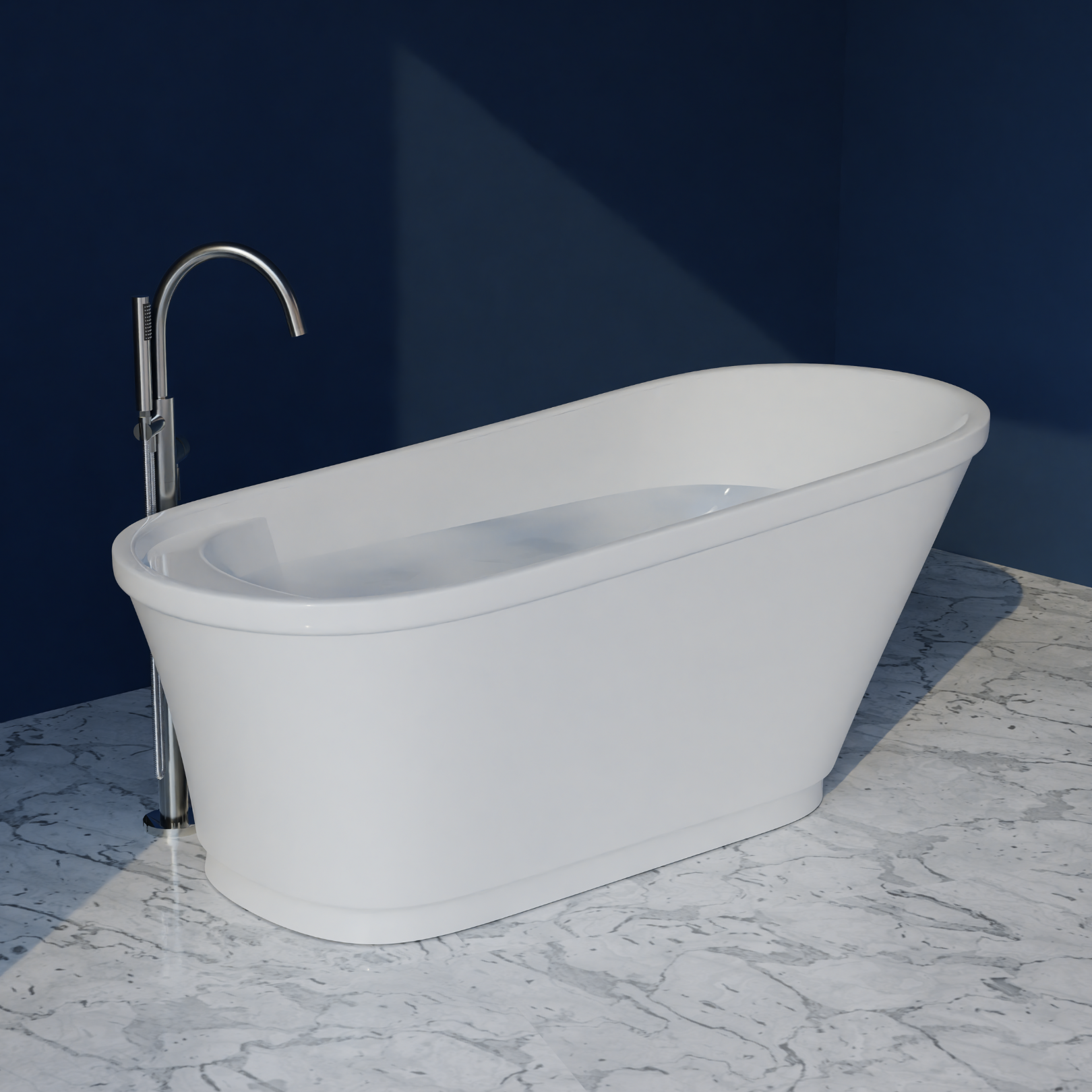 Bella 66"x 30" Freestanding Soaker Tub, White, BELLA67