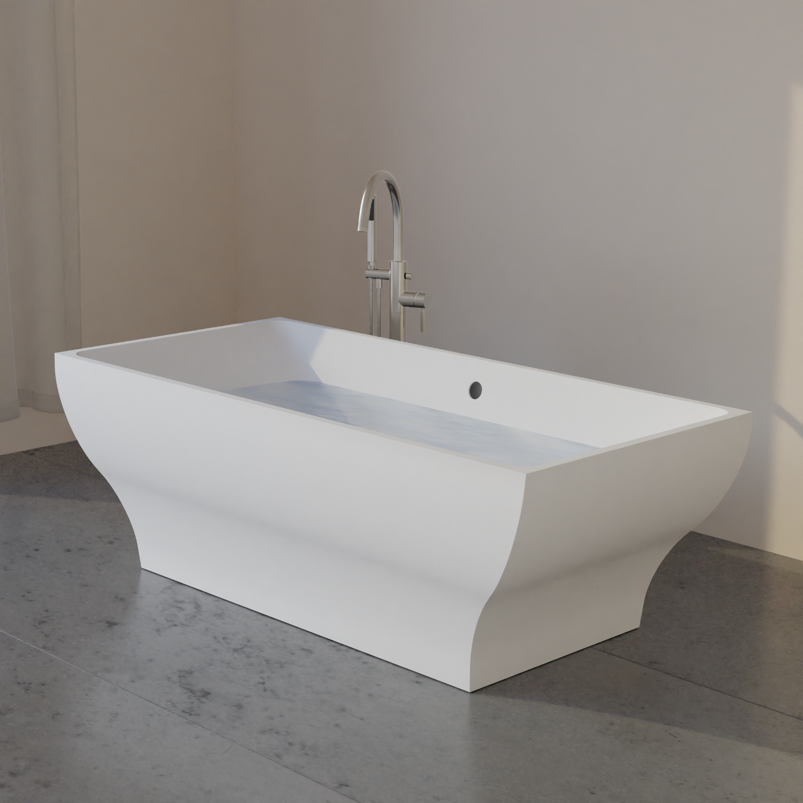 Roshelle 66" x 32" Freestanding Acrylic Soaker Tub, White, ROSHELLE67