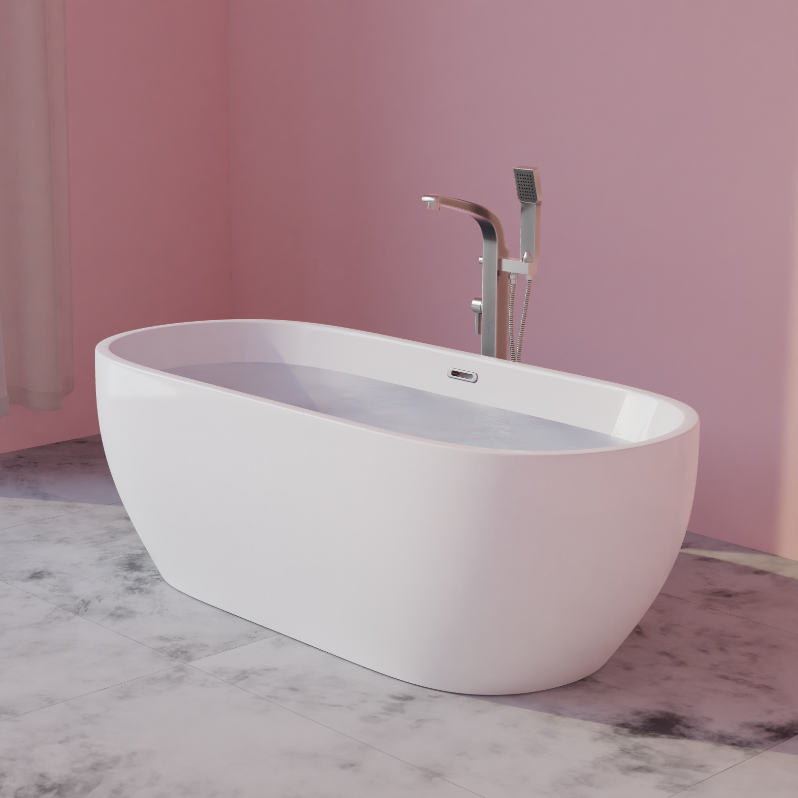 Bryn 67" x 30" Freestanding Soaker Tub, White, BRYN67
