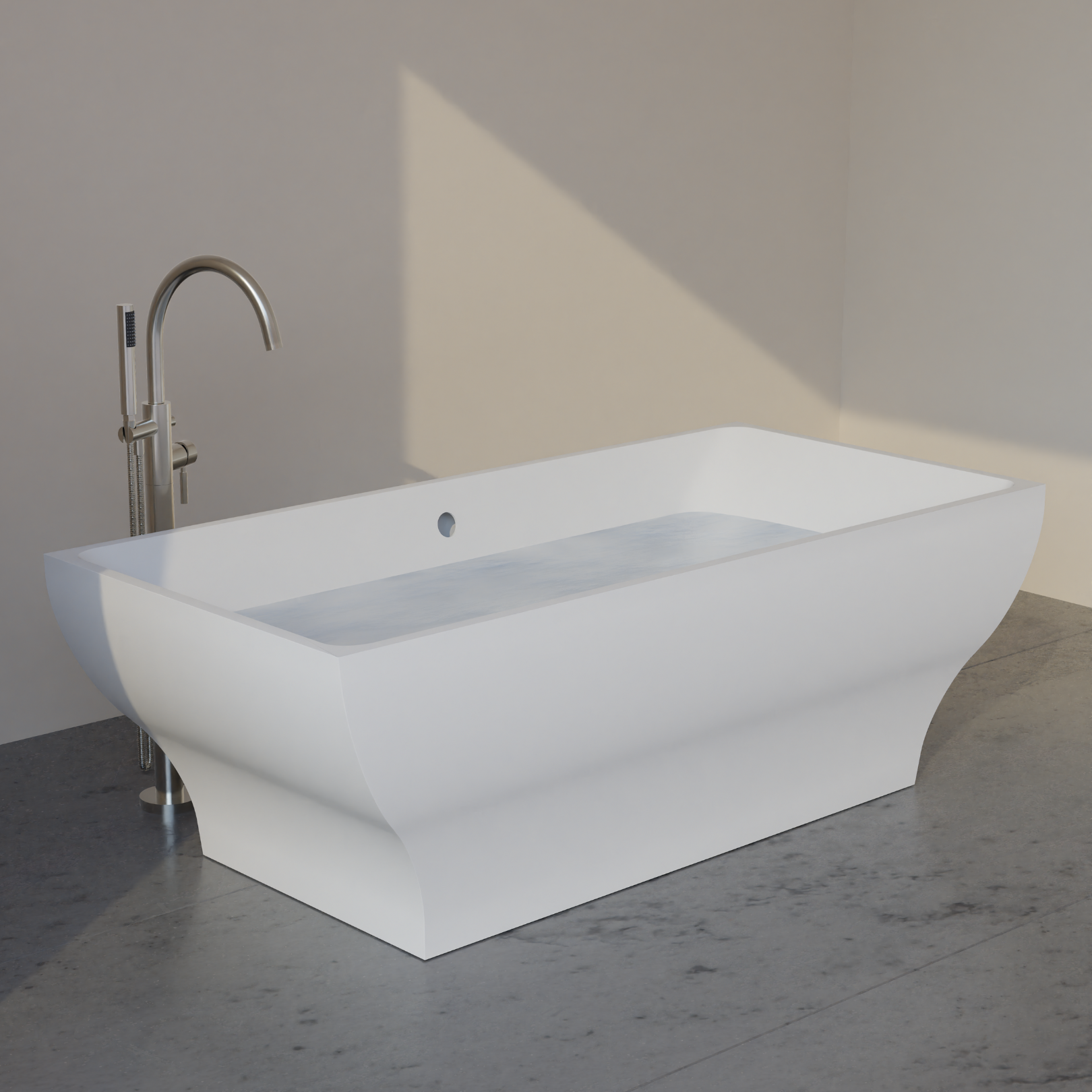 Roshelle 66" x 32" Freestanding Acrylic Soaker Tub, White, ROSHELLE67