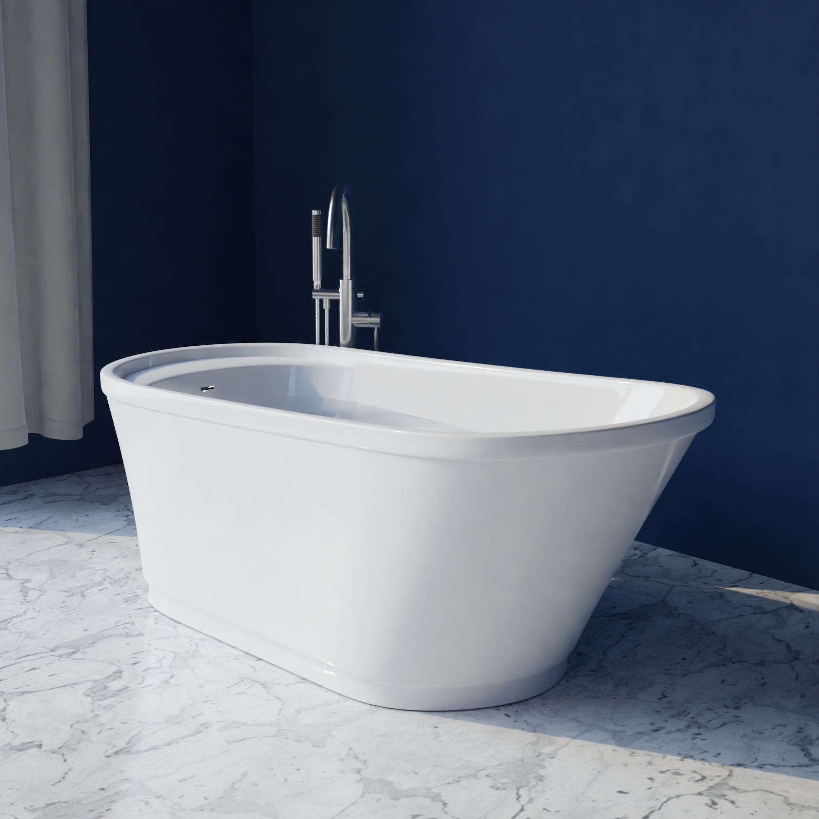 Bella 66"x 30" Freestanding Soaker Tub, White, BELLA67