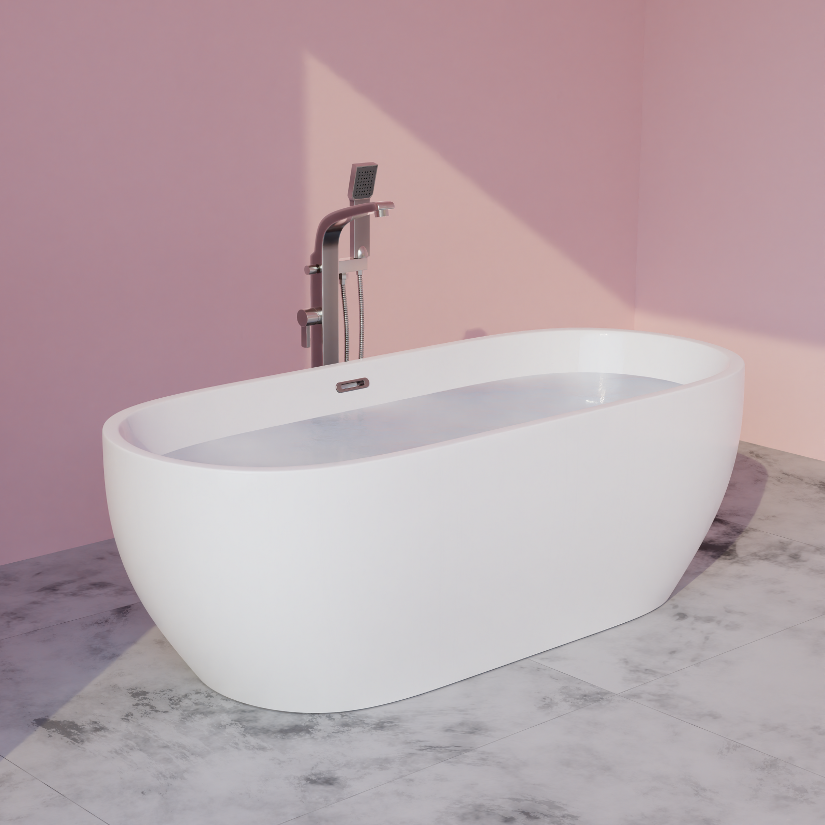 Bryn 67" x 30" Freestanding Soaker Tub, White, BRYN67