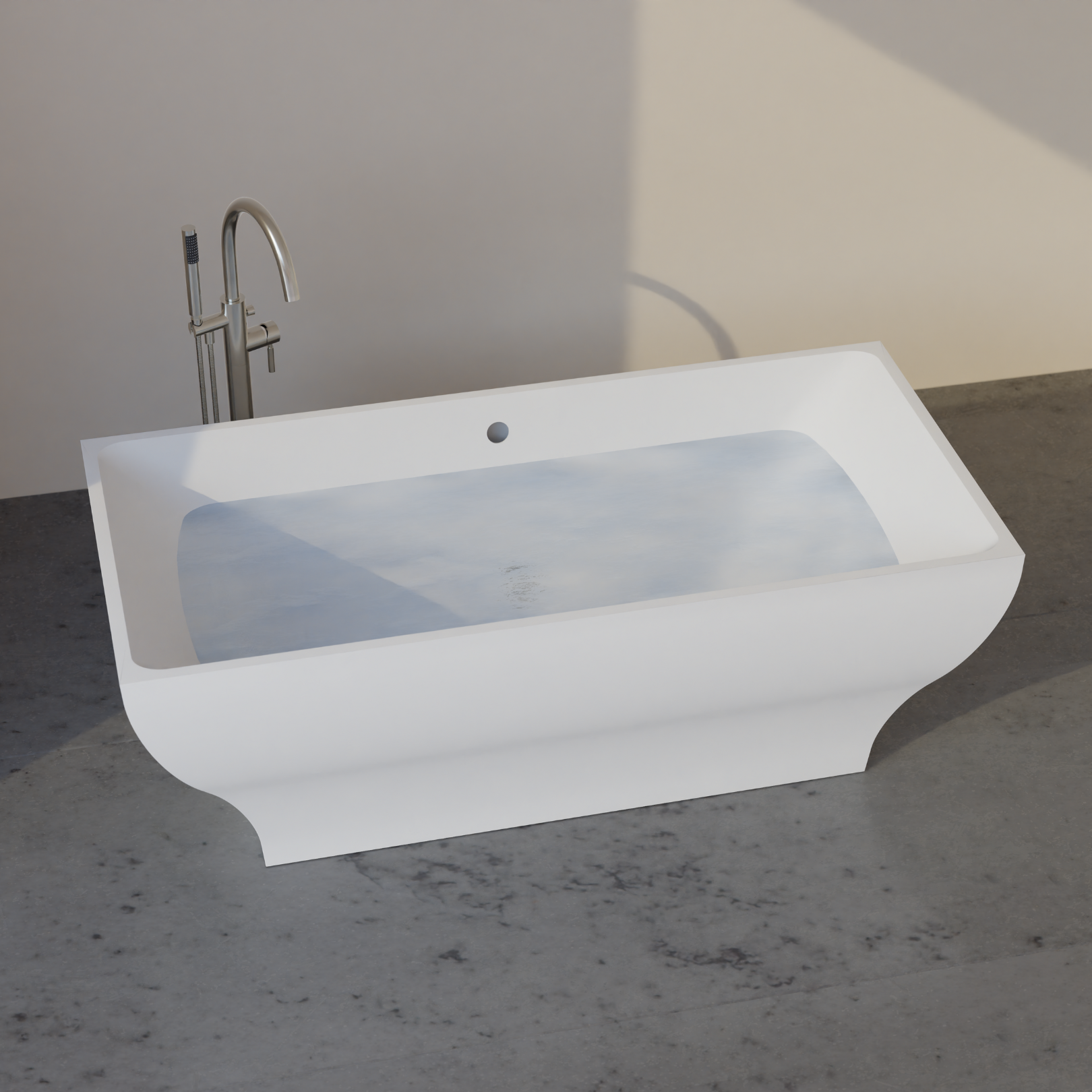 Roshelle 66" x 32" Freestanding Acrylic Soaker Tub, White, ROSHELLE67