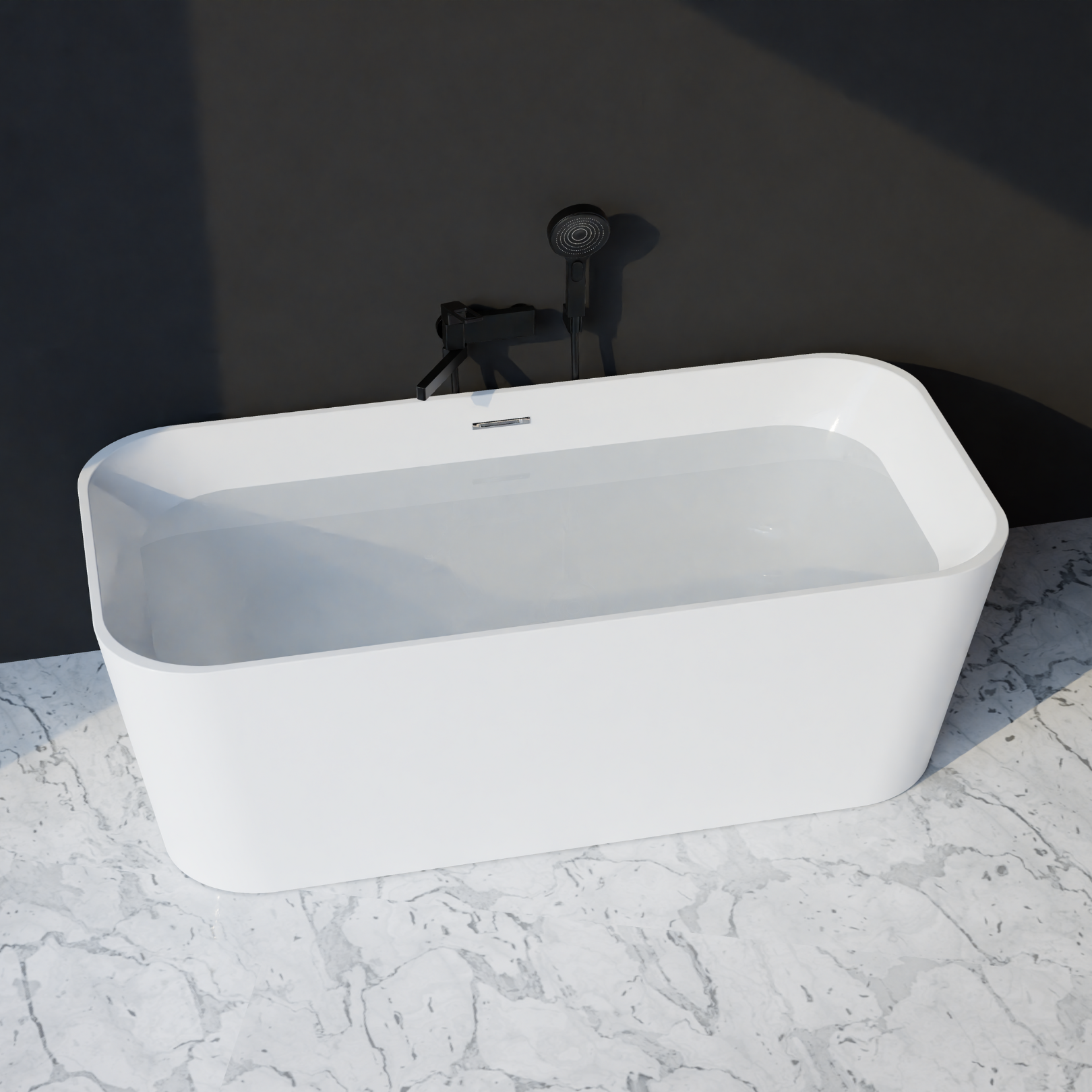 Zion 67" x 31" Freestanding Acrylic Soaker Tub, White, ZION67