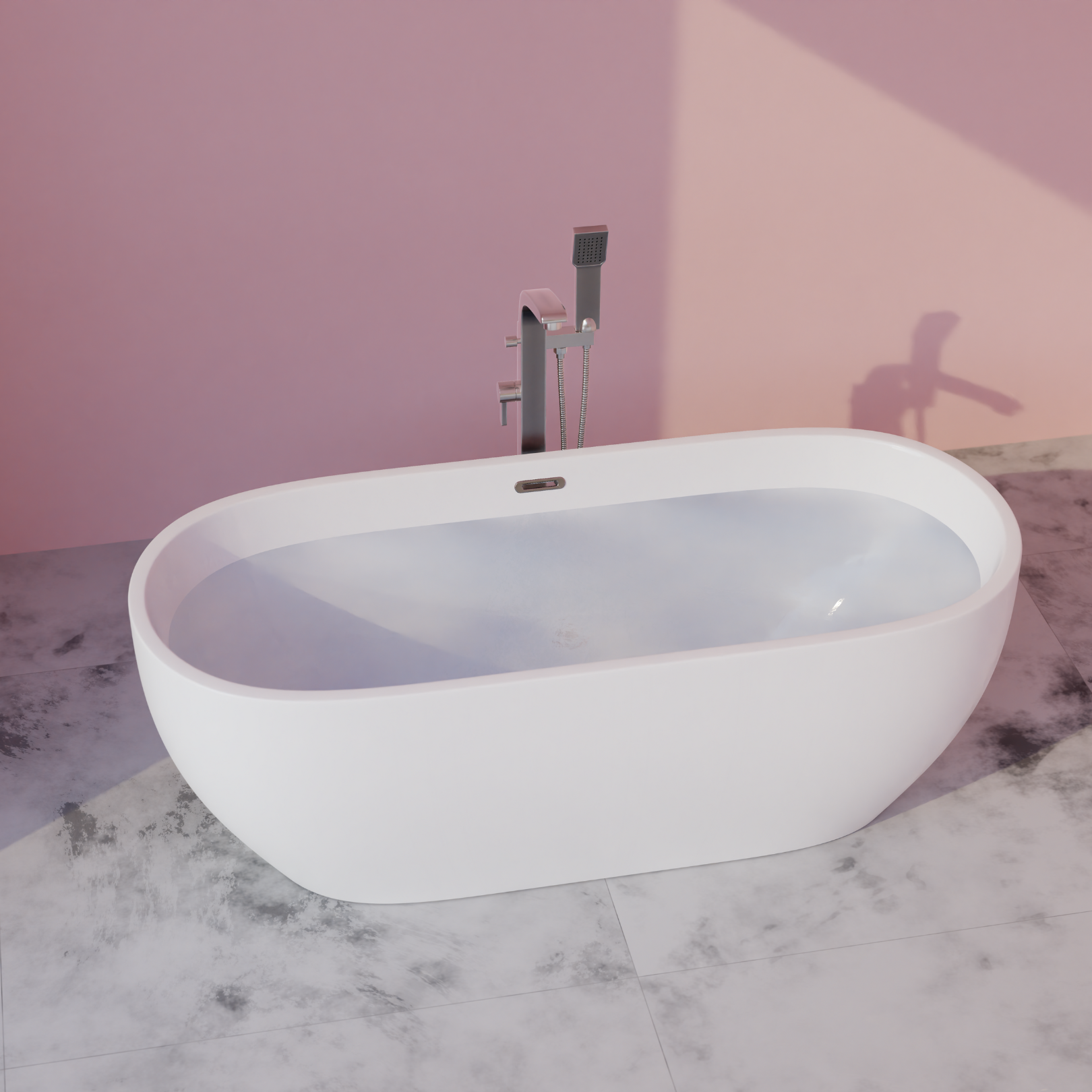 Bryn 67" x 30" Freestanding Soaker Tub, White, BRYN67