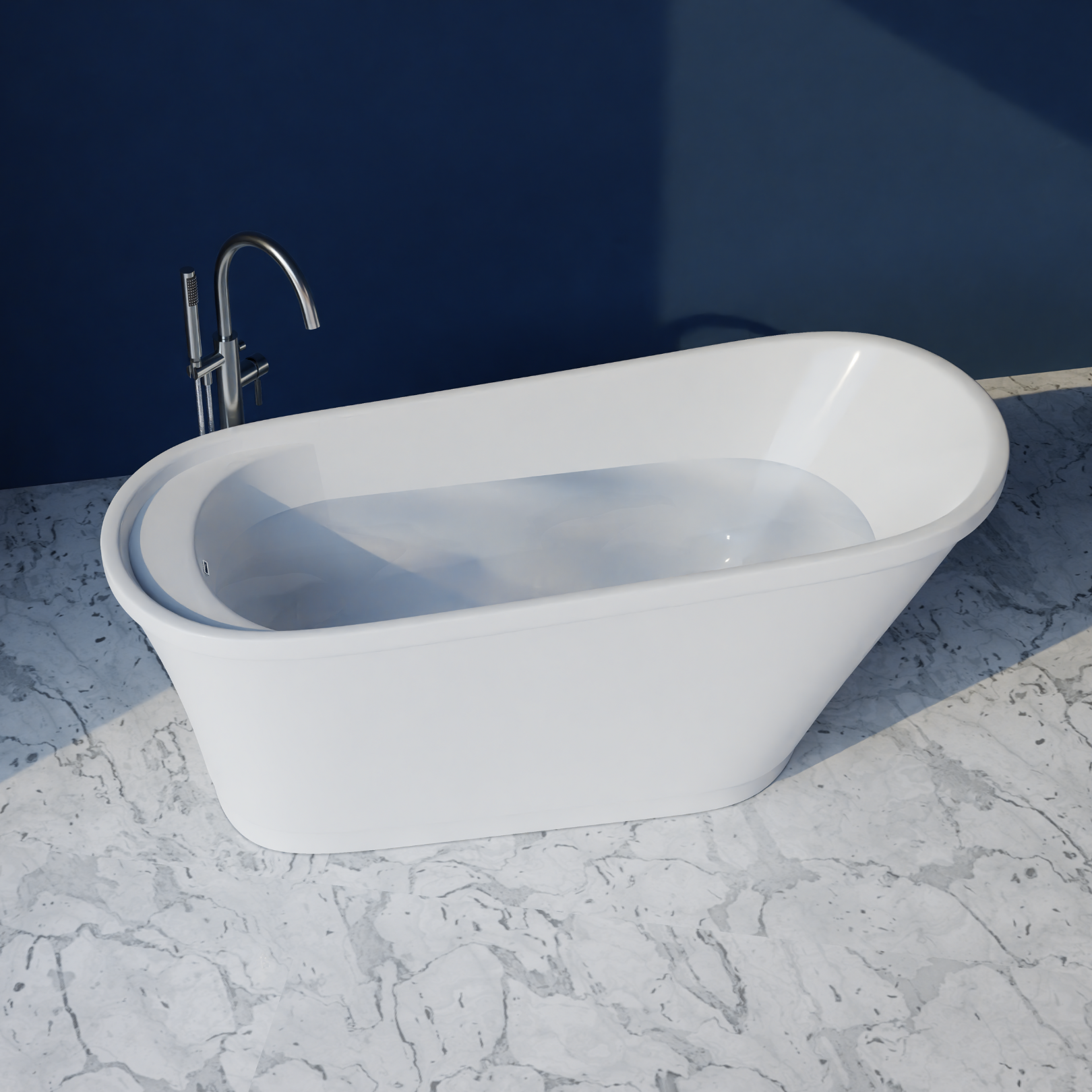Bella 66"x 30" Freestanding Soaker Tub, White, BELLA67