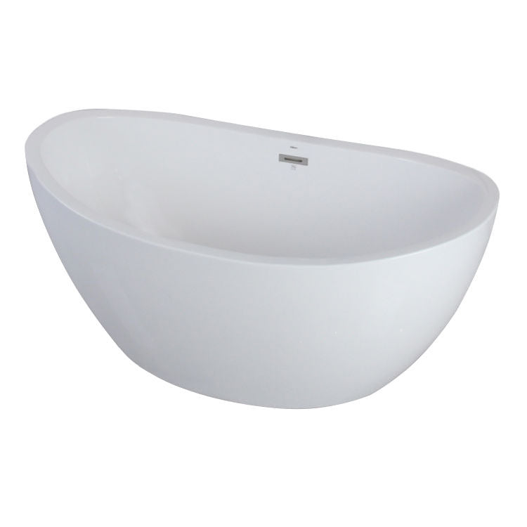 Angled view of Cloe 59" x 32" Freestanding Acrylic Soaker Tub, White, CLOE59