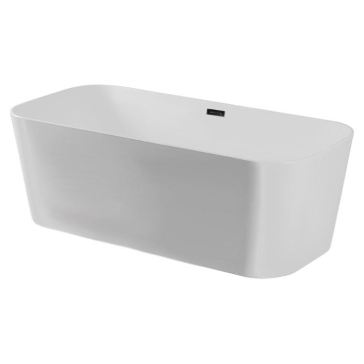 Angled right side view of Zion 67" x 31" Freestanding Acrylic Soaker Tub, White, ZION67