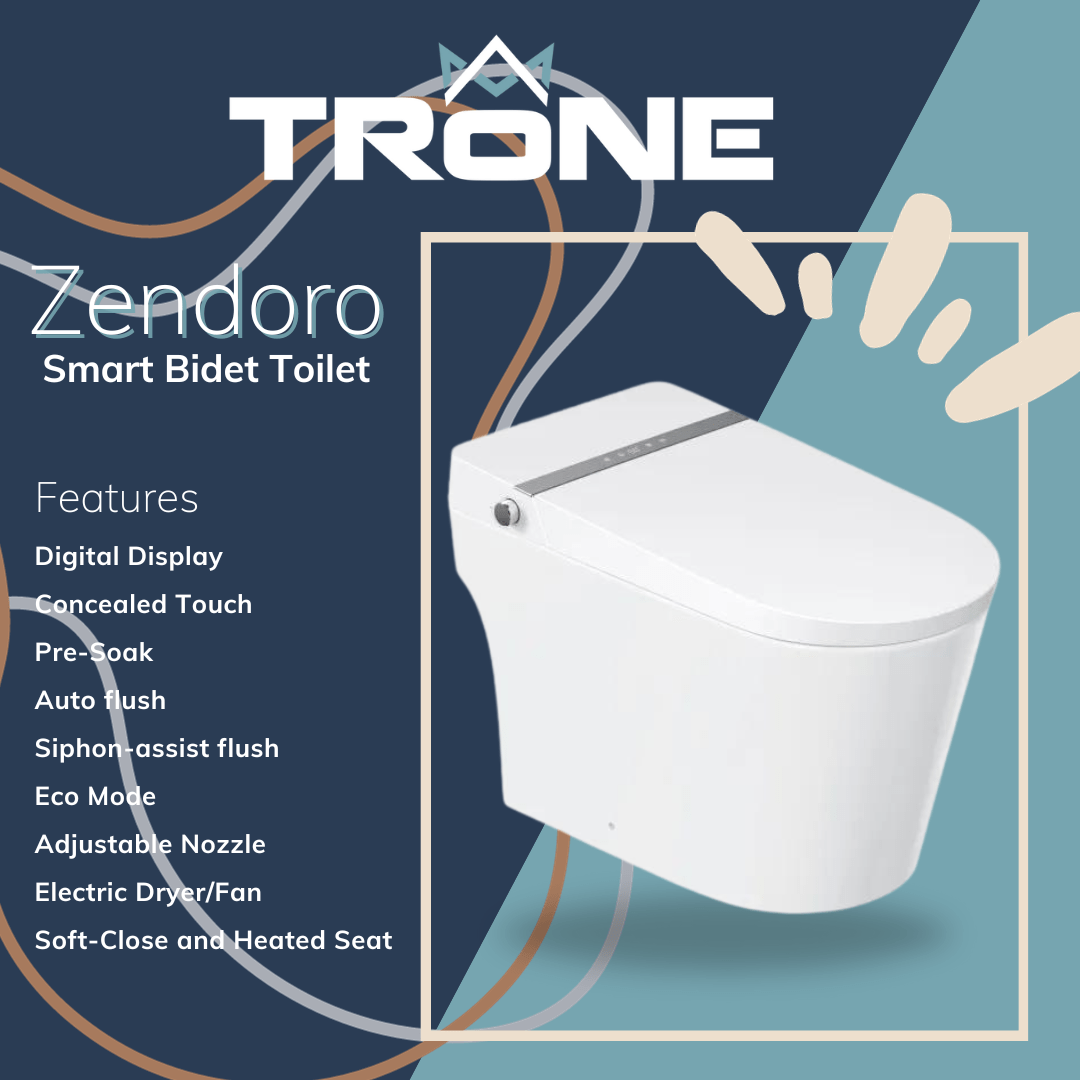 Infographic of Trone Zendoro Bidet Toilet.