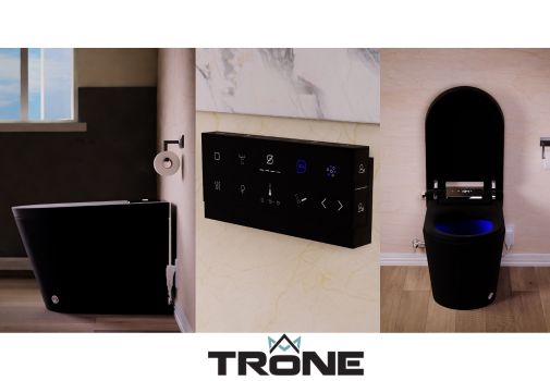 A photo of Trone toilet and remote.