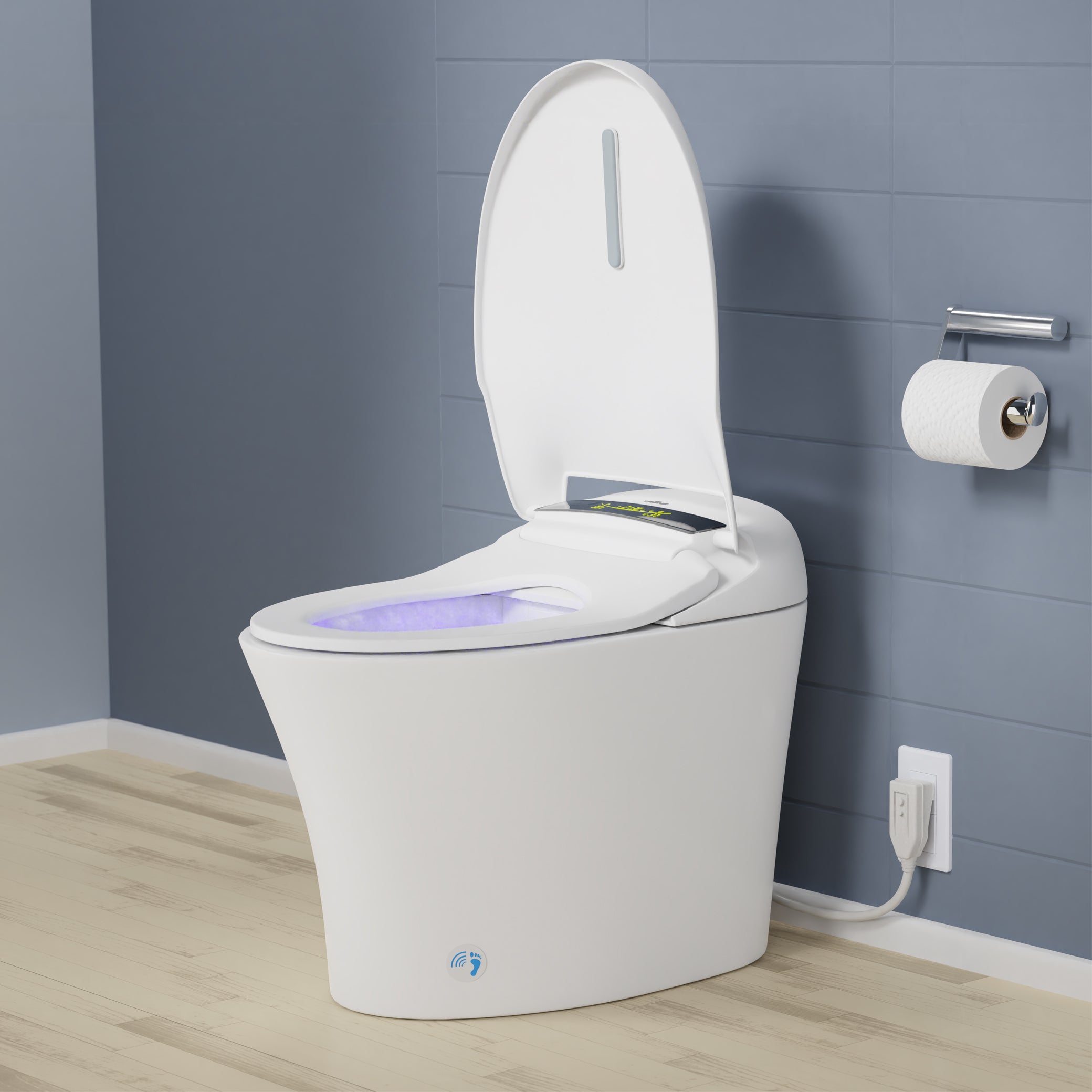 Side of Aquatina III Smart Bidet Toilet with ToeTouch, Auto Open, White