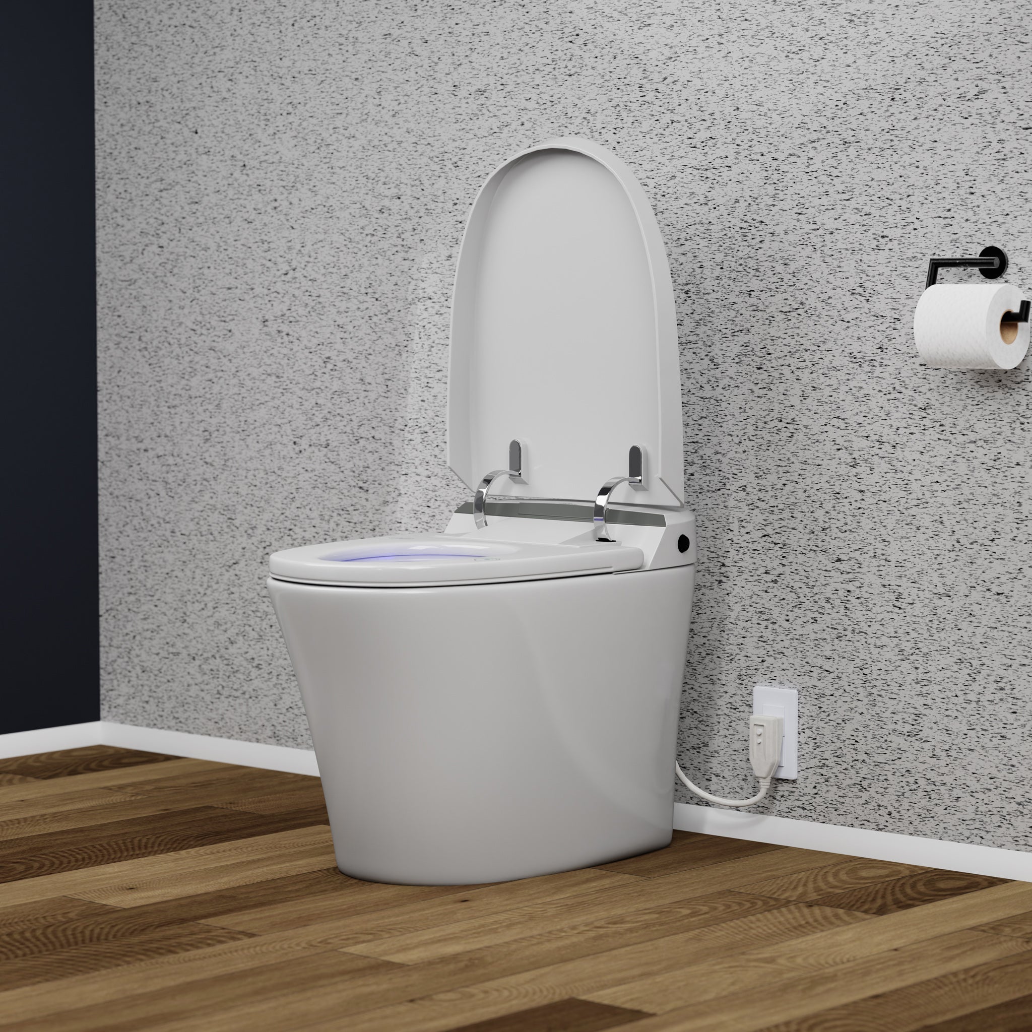 Angled front view of Chiaro Smart Bidet Toilet, White