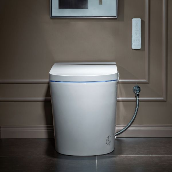 Front view of Zendoro Smart Bidet Toilet, White with closed lid