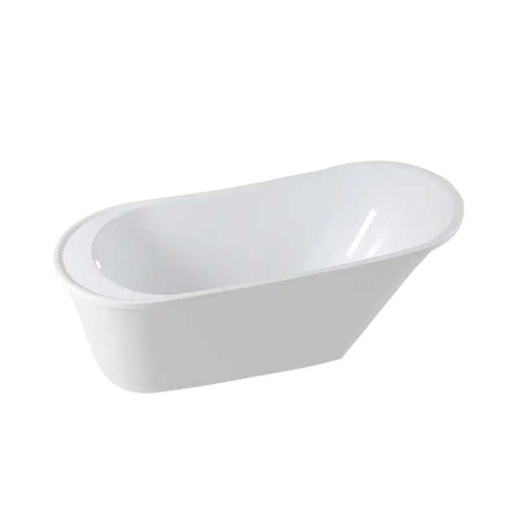 Angled left view of Side view of Bella 66"x 30" Freestanding Soaker Tub, White, BELLA67