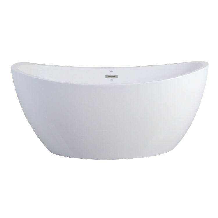 Side view of Cloe 59" x 32" Freestanding Acrylic Soaker Tub, White, CLOE59