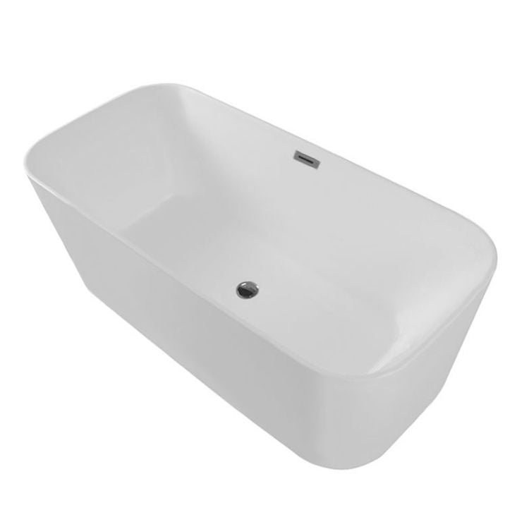 Angled front view of Zion 67" x 31" Freestanding Acrylic Soaker Tub, White, ZION67