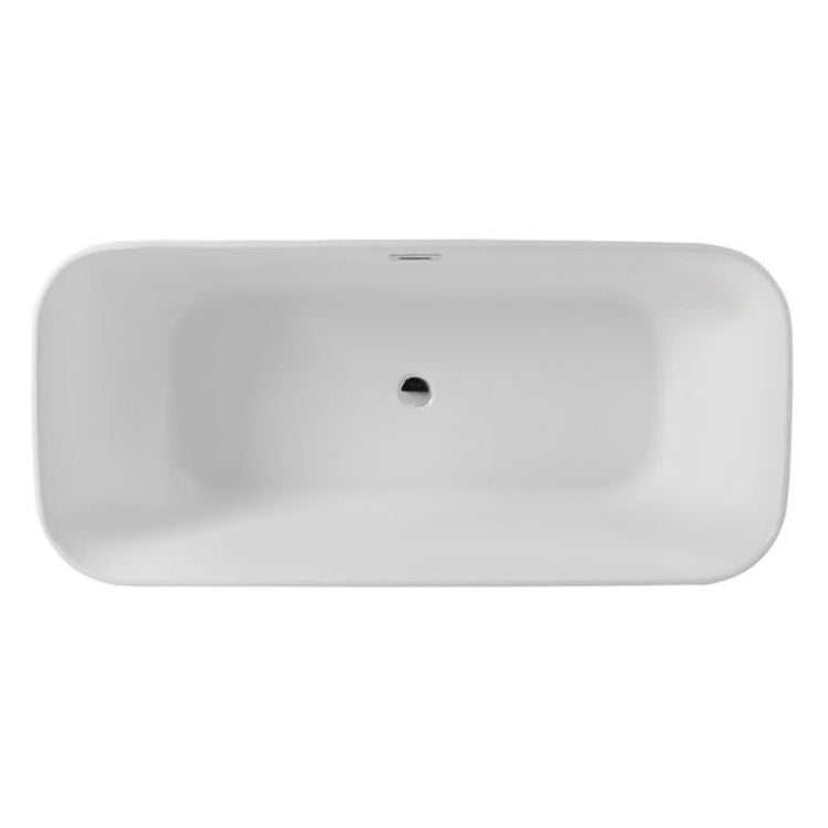 Angled top view of Zion 67" x 31" Freestanding Acrylic Soaker Tub, White, ZION67