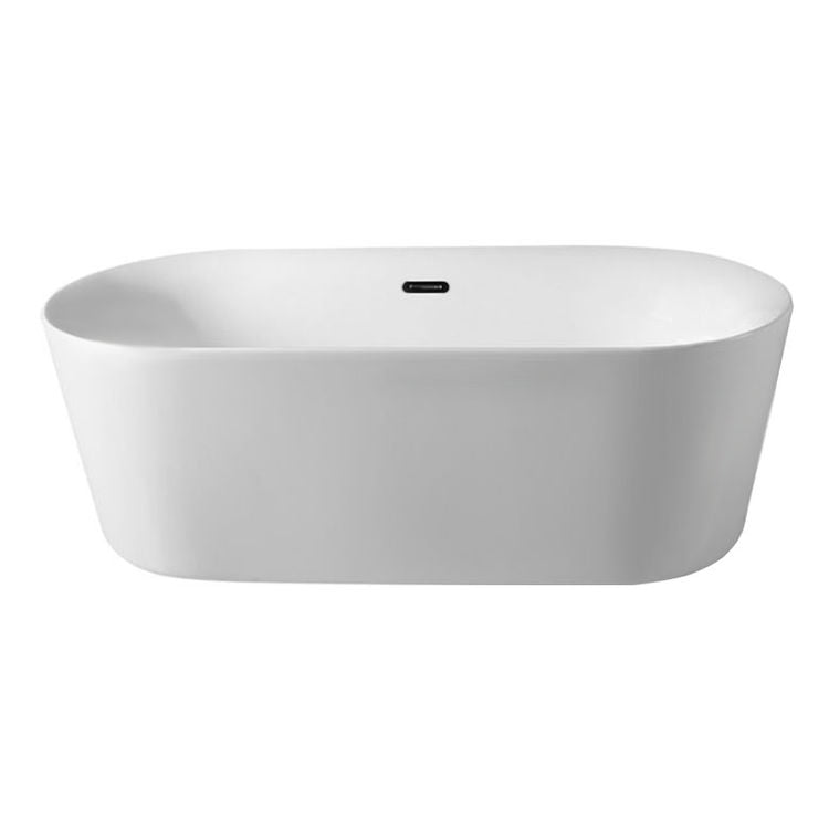 Front view of Flora 59" x 30" Freestanding Acrylic Soaker Tub, White, FLORA59