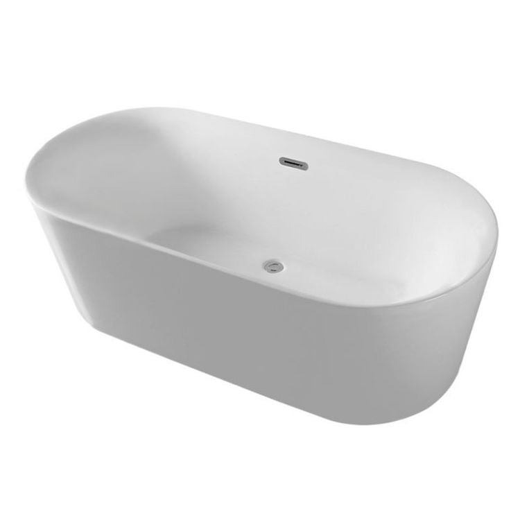 Angled right view of Flora 59" x 30" Freestanding Acrylic Soaker Tub, White, FLORA59