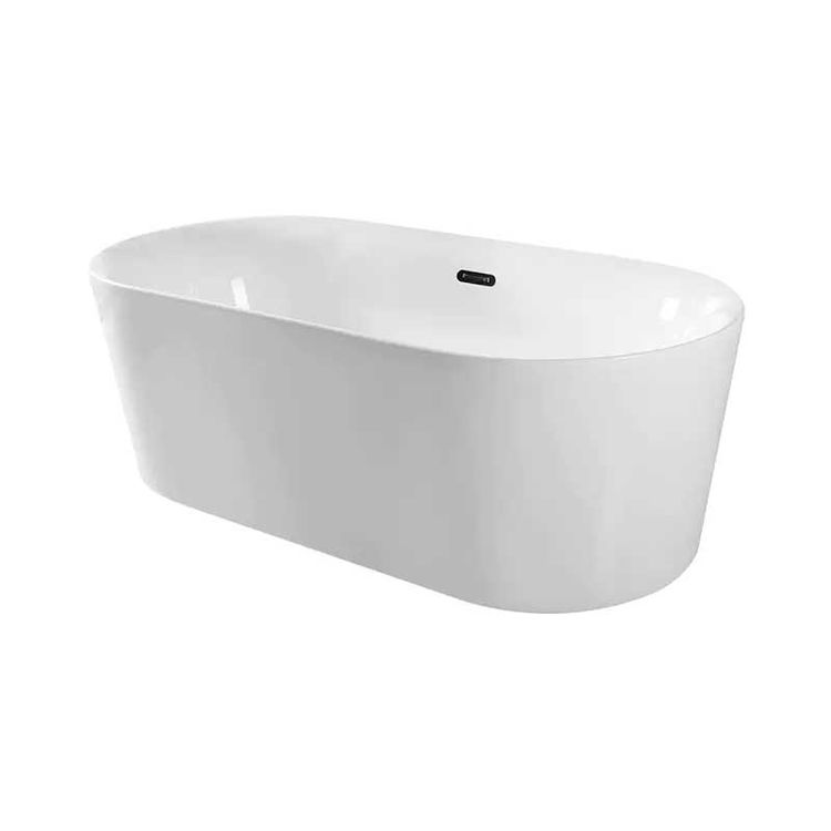 Angled front view of Flora 59" x 30" Freestanding Acrylic Soaker Tub, White, FLORA59