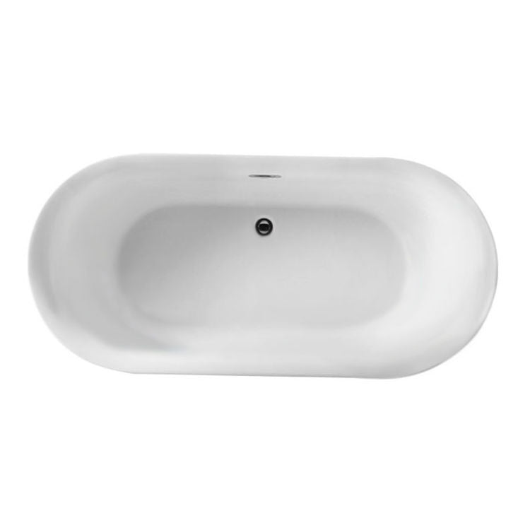 Angled top view of Flora 59" x 30" Freestanding Acrylic Soaker Tub, White, FLORA59