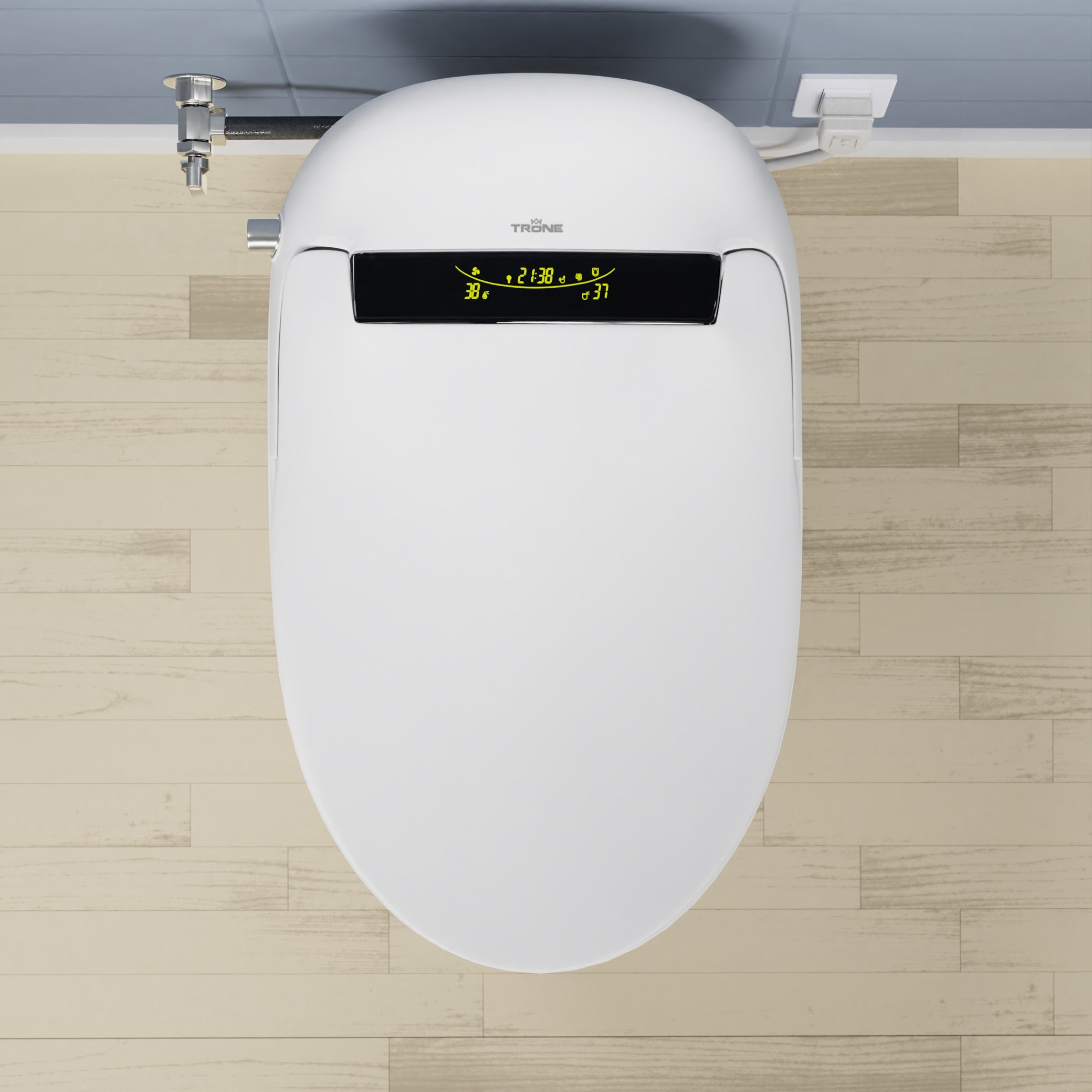 Top view of Aquatina III Smart Bidet Toilet with ToeTouch, Auto Open, White