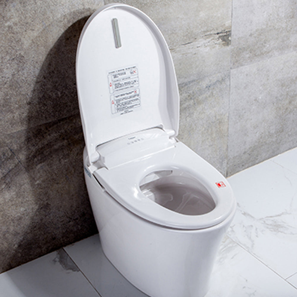 Angled right view of Aquatina I Smart Bidet Toilet, White open cover